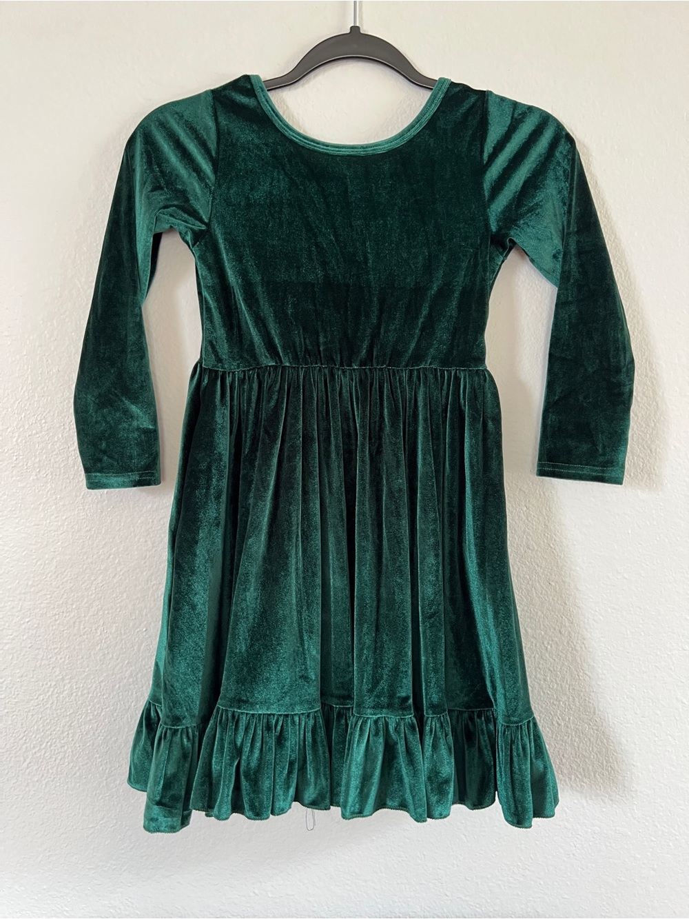 Emerald Green Velvet Long Sleeve Charm Dress - Picture 1 of 4